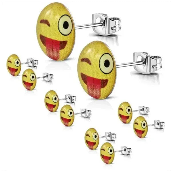 Geel Acryl Staal Emoticon Oorstekers - 9mm.