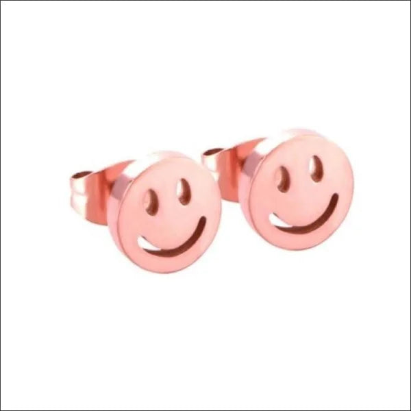 Vrolijke Smiley Oorbellen - Zilver Of Rosékleur - Lachend Gezicht Oorbellen