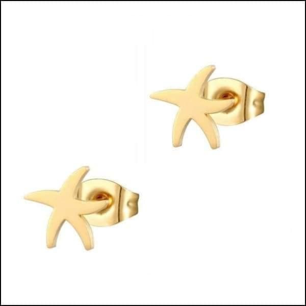 Stalen Oorbellen Zeester Van Aramat Jewels® Met Gouden Sterren.