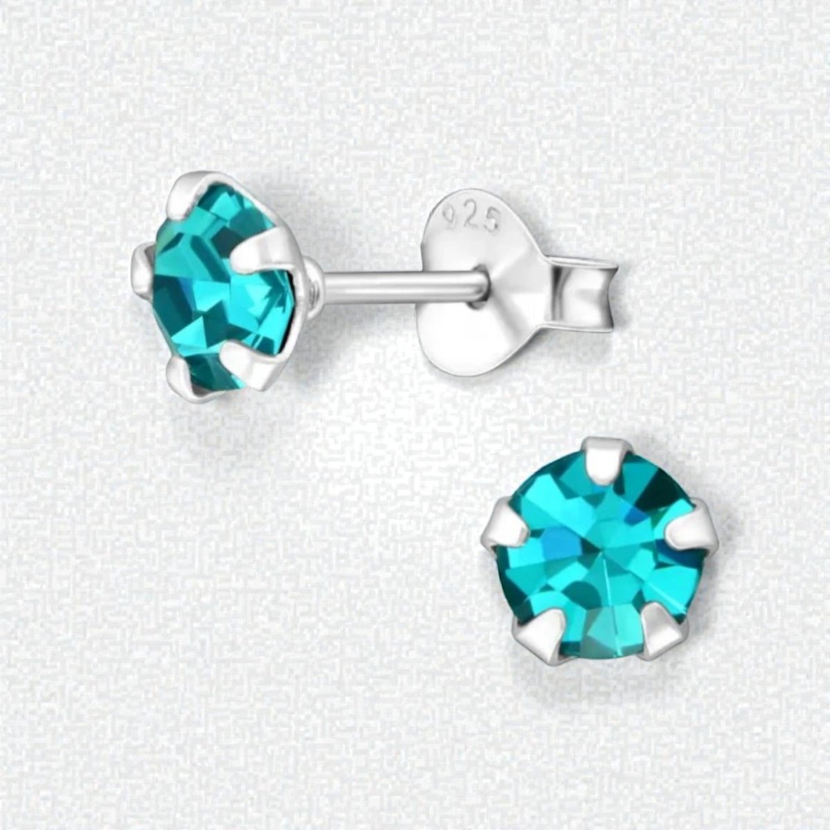 Oorbellen – Zilver Zirkonia Zee Groen (5mm) - Aramat Jewels - Oorbellen - cadeautip