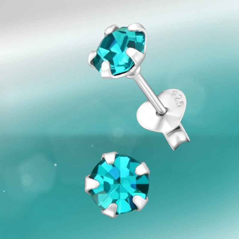 Oorbellen – Zilver Zirkonia Zee Groen (5mm) - Aramat Jewels - Oorbellen - cadeautip