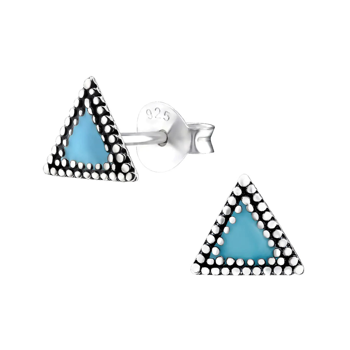 Zilveren Bali Oorbellen Met Turquoise Driehoek Studs