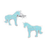 Zilveren Eenhoorn Oorbellen Met Emaille Paarden Studs - Aramat Jewels®