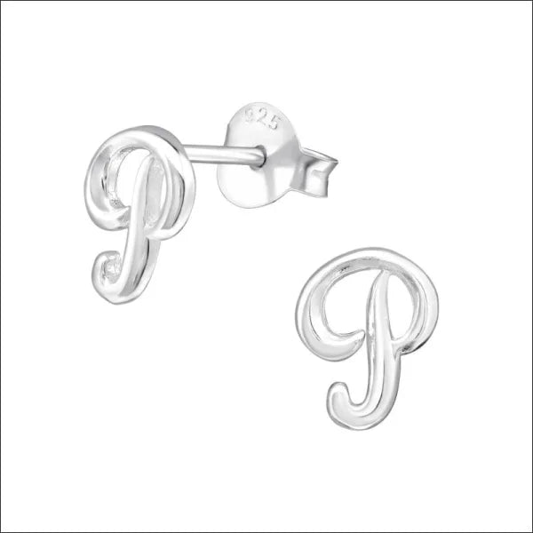 Zilveren Initiaal Oorbellen - Sterling Initial Stud Earrings
