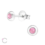 Roze Cz-stud Oorbellen Van Sterling Zilver - Kristalen Oorbellen Zilver 4mm