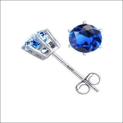 Blauwe Kubieke Oorbellen Van Zirkonia 6mm Van Aramat Jewels®.
