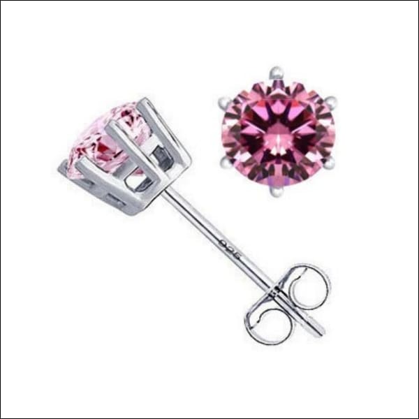 Roze Kubieke Zirkonia Oorbellen Van Aramat Jewels® Met Zilveren Oorbellen Met Zirkonia 6mm.