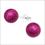 Roze Glitterbal Stud Oorbellen.