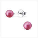 Zilveren Parel Oorbellen - Roze Parel Stud Oorbellen Vanaf 4mm