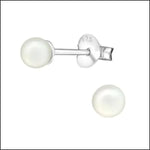 Sterling Silver Plated Pearl Stud Earrings - Zilveren Parel Oorbellen Vanaf 4mm