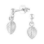 Zilveren Oorstekers Met Hanger - Sterling Silver Leaf Earrings.