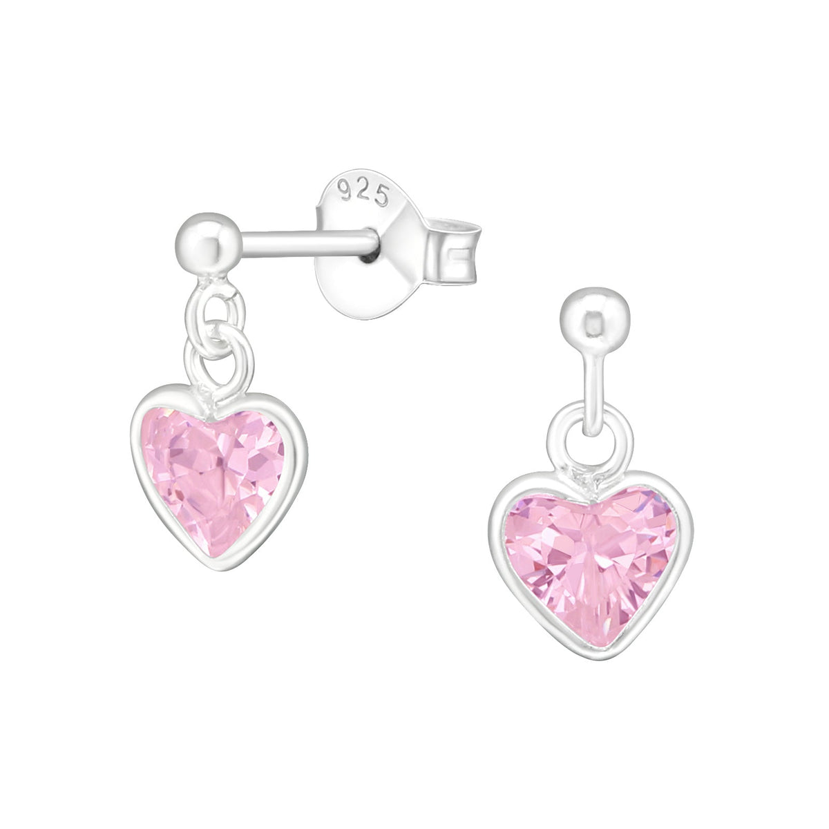 Zilveren Oorstekers Met Roze Cubic Zirconia.