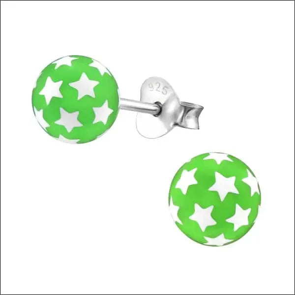 Zilveren Ster Oorknopjes Groen/wit-6mm | Oorbellen