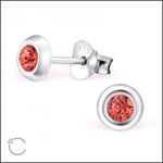 Zilveren Kristal Oorknopjes - Subtiel en Elegant 5mm / Padparadscha | Oorbellen