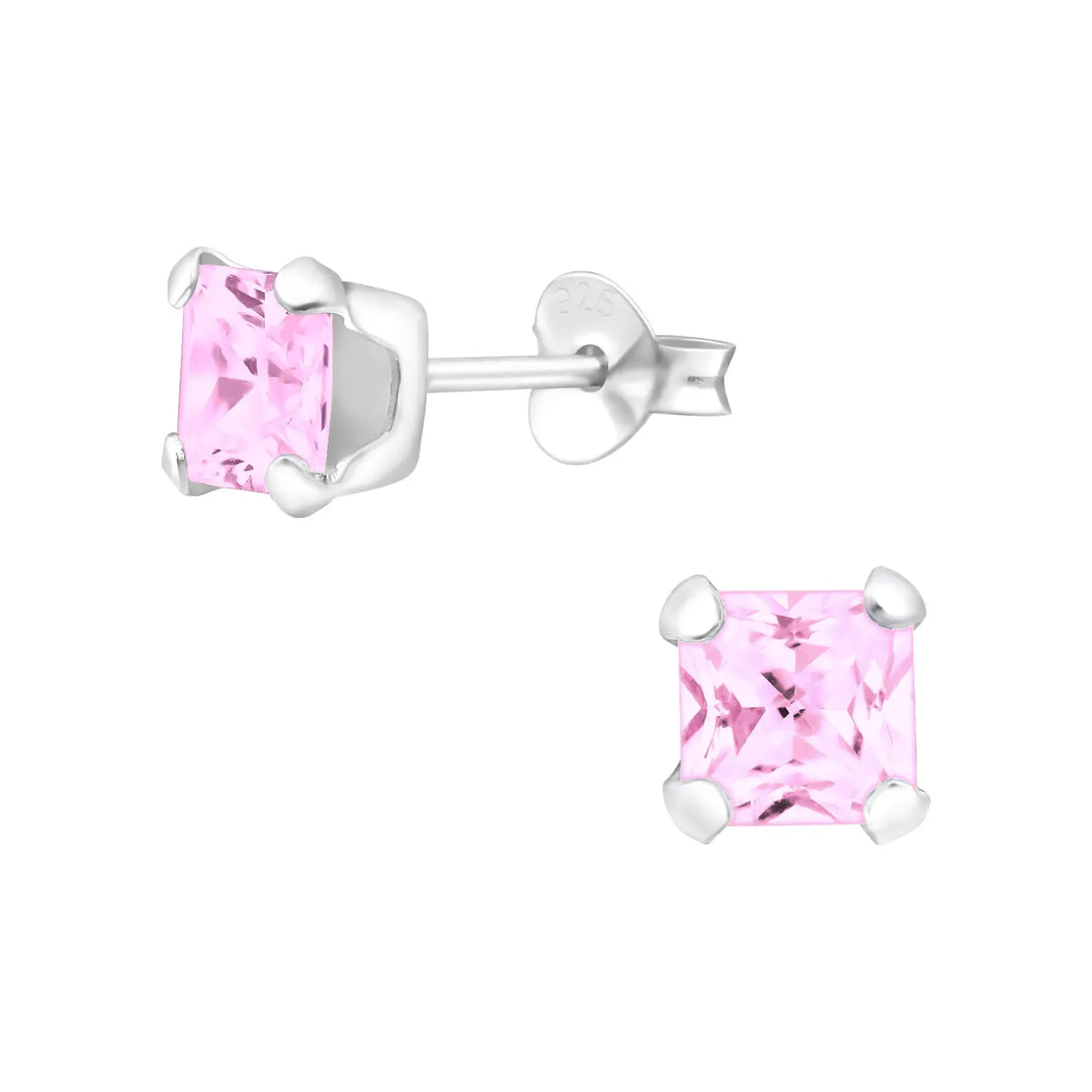 Oorbellen Vierkant 925 Zilver Roze Kubieke Zirkonia Earrings Earring Aramat Jewels.