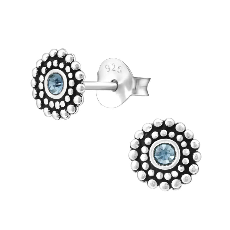 Bali Oorbellen Licht Blauw 6mm - Aramat Jewels® Zilveren En Blauwe Topaas Oorbellen