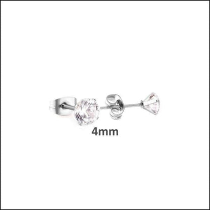 Zilveren Oorbellen Met Een Enkele Diamant - Chirurgisch Stalen Oorbellen Met Transparante Zirkonia
