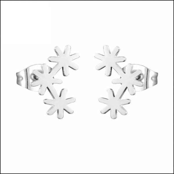 Stalen Bloemen Oorknopjes Rvs Zilverkleurig-4x10mm | Oorbellen