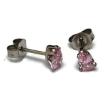 Zirkonia Druppeloorbellen van Staal 6x4mm / Roze | Oorbellen