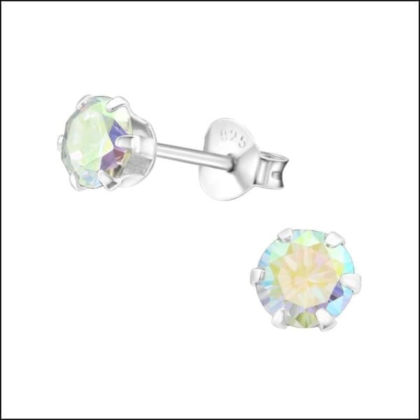 Zilveren Zirkonia Oorbellen Met Regenboog Cz Studs