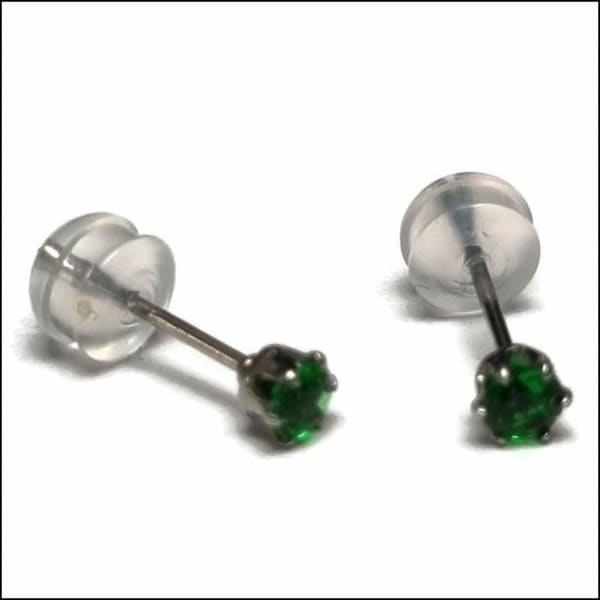 Groene Glazen Stud Oorbellen Met Zirkonia In Stalen Oorbellen Zirkonia Zweerknopjes Rond.