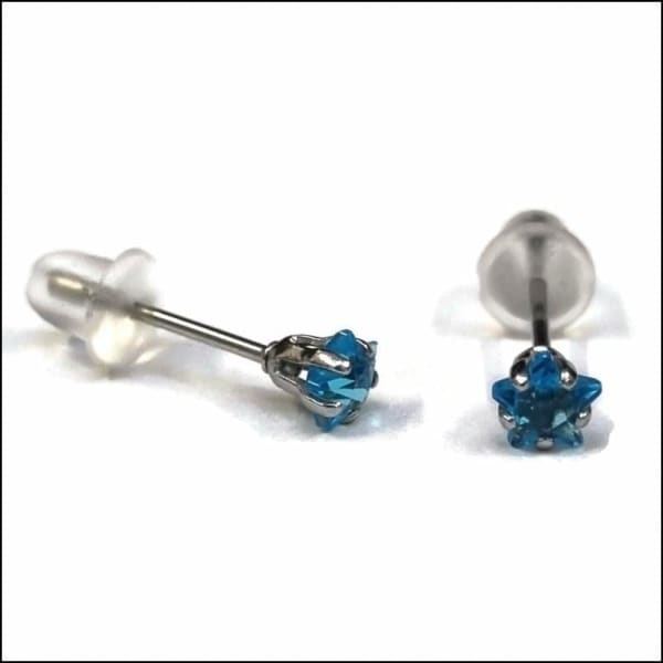 Blauwe Kristal Oorbellen - Zweerknopjes Zirkonia Oorbellen