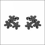 Stalen Bloemen Oorknopjes Rvs Zwart-8x10mm | Oorbellen