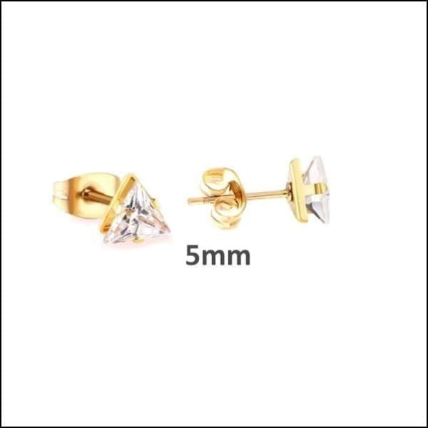 Gouden Oorbellen Met Diamant: Zweerknopjes Zirkonia Oorbellen Driehoek-