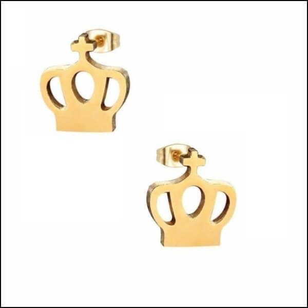 Gouden Oorbellen Met Kroon Design - Voel Je Majestueus!