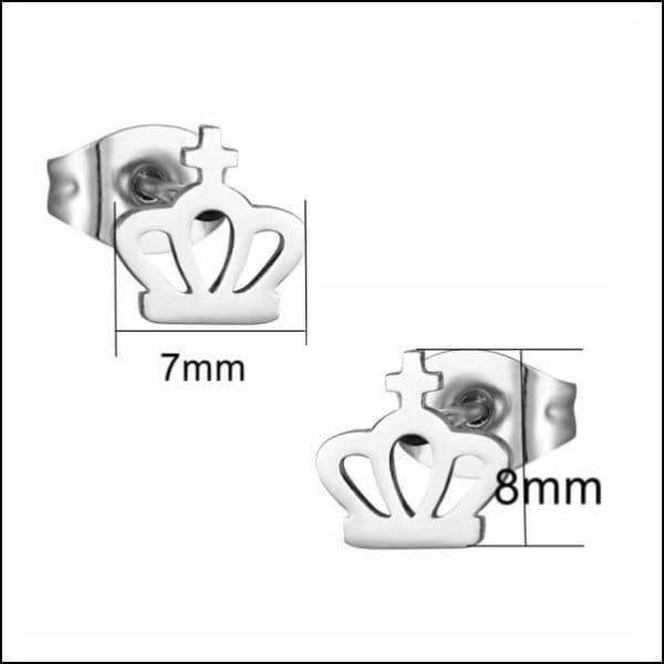 Betoverende Stalen Kroontjes Oorbellen Zilverkleurig-8x7mm