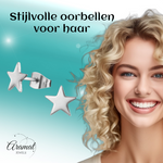 Ster oorstekers zilverkleur RVS – 8mm sprankelend