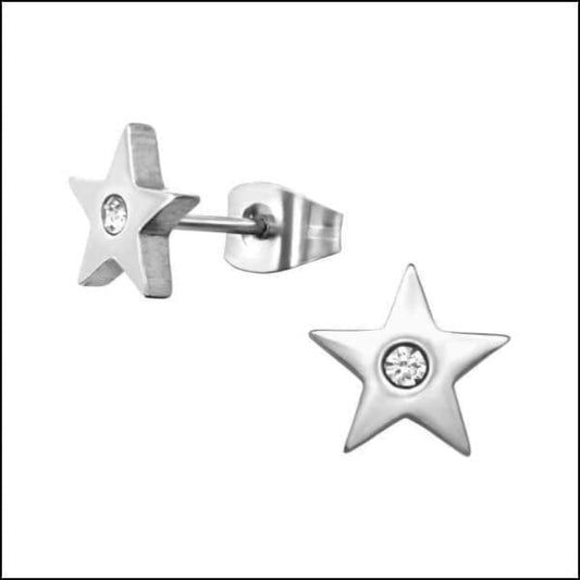 Sterling Silver Star Stud Earrings With Zirkonia Steentje By Aramat Jewels.