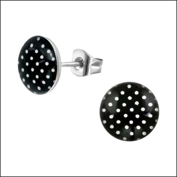 Stippeltjes Oorknopjes 10mm - Aramat Jewels® Zwart - Wit | Oorbellen