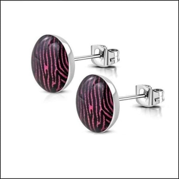 Trendy Zebra Print Oorbellen Roze/zwart-7mm