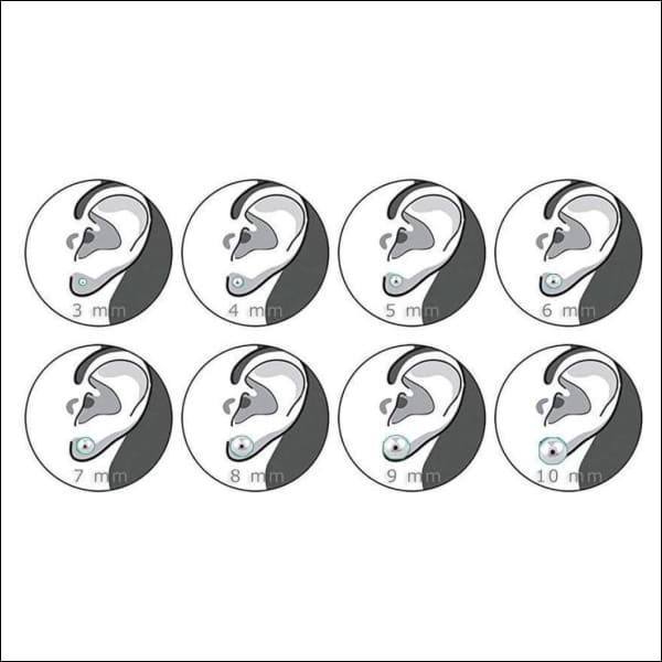 Zes Oorbuttons Op Witte Achtergrond - Stalen Oorbellen Zwart Emaille 8mm