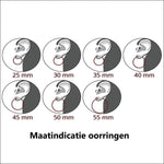 Zes Ronde Stickers Met De Tekst ’maticae Origen’ Op Oorhanger Vierkant Kinderen 925 Zilver 6mm.