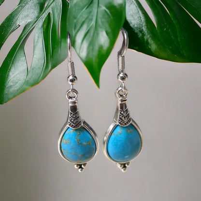 Aramat Jewels® Boho Druppel Oorhangers Met Synthetische Hemelsblauwe Steen