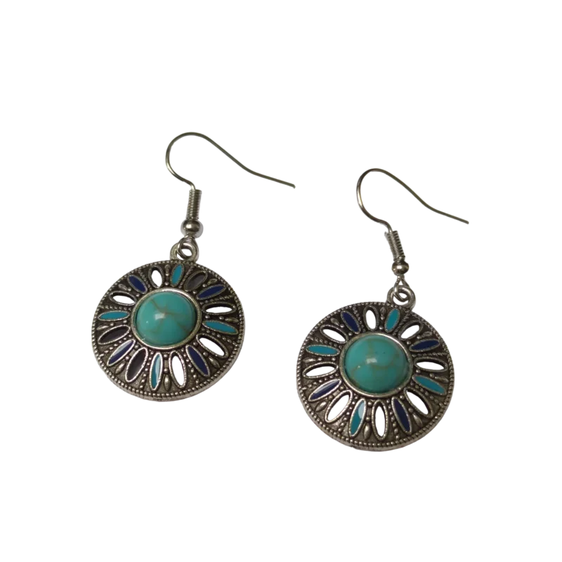 Bohemien Oorhangers Met Turquoise Steen En Zilver Van Aramat Jewels®