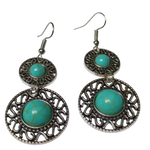 Boho Oorhangers Met Gemarmerde Turquoise Steen, Stijlvolle Unieke Sieraden