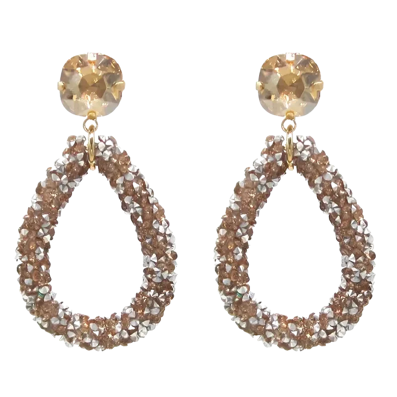 Druzy Hanger Champagne teardrop oorbellen met kristallen studs voor dagelijks gebruik en feesten