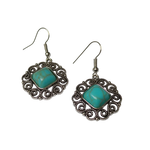 Turquoise Vierkante Boho Oorhangers Met Filigraan – Aramat Jewels®