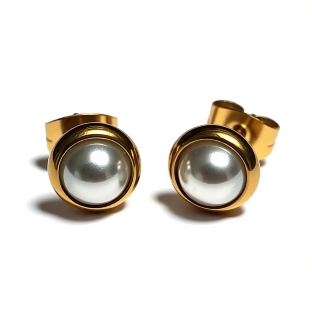 Oorknopjes – Parel Wit Goudkleurig (8mm) - Aramat Jewels - Oorbellen - cadeautip