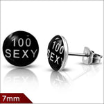 Stoere Stalen Logo Oorknoppen - Trendy Oorbellen 7mm / 100% Sexy