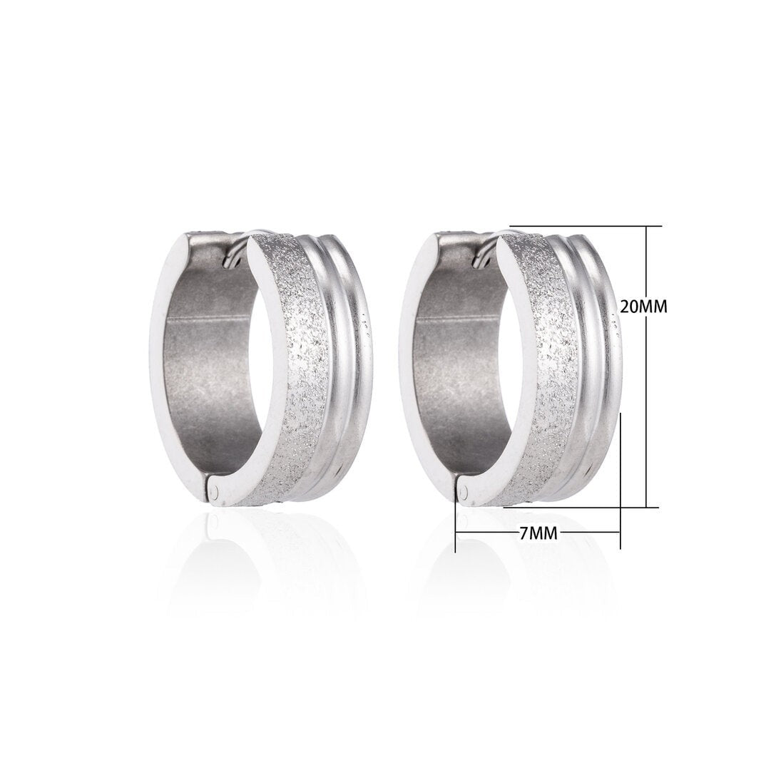 Oorringen – 20mm Creolen Duo Afwerking SandblastedGlans RVS Zilverkleur Unisex - Aramat Jewels - Oorringen - cadeautip