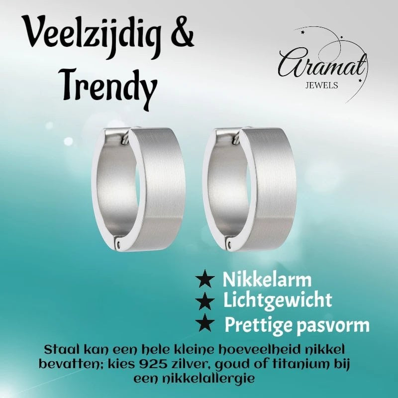 Oorringen – 20mm Creolen Glad Glanzend RVS Zilverkleur Unisex - Aramat Jewels - Oorringen - cadeautip