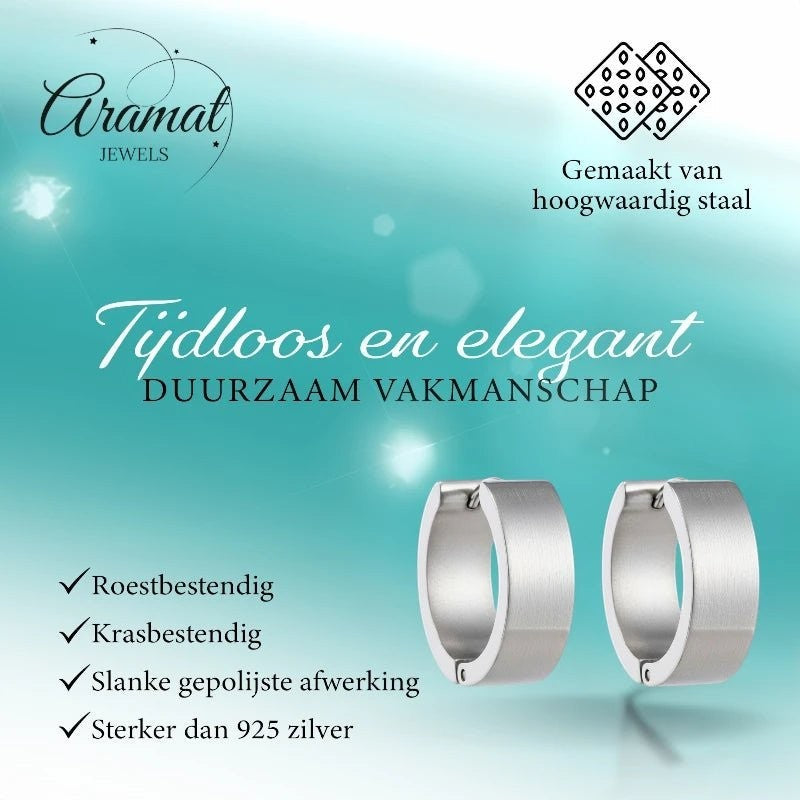 Oorringen – 20mm Creolen Glad Glanzend RVS Zilverkleur Unisex - Aramat Jewels - Oorringen - cadeautip