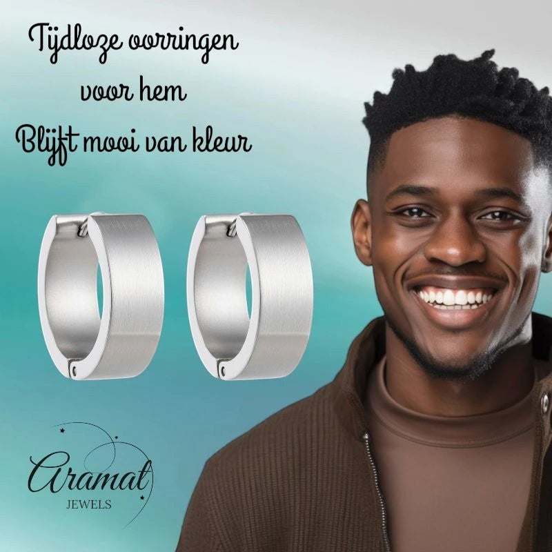 Oorringen – 20mm Creolen Glad Glanzend RVS Zilverkleur Unisex - Aramat Jewels - Oorringen - cadeautip