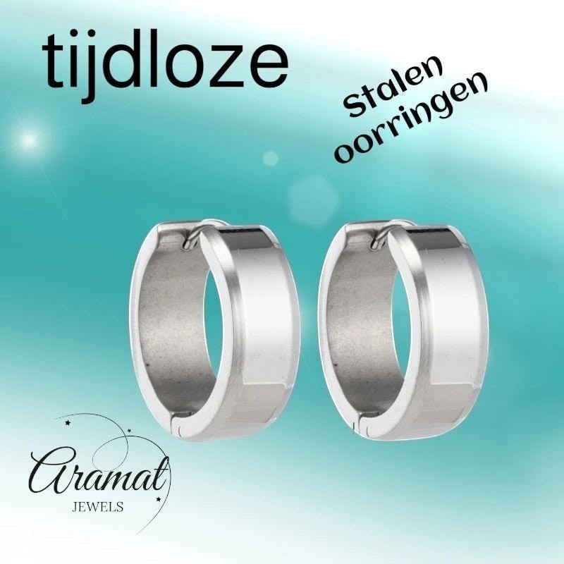 Oorringen – 20mm Creolen met Schuine Rand RVS Zilverkleur Unisex - Aramat Jewels - Oorringen - cadeautip