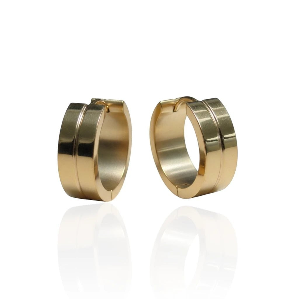 Oorringen – 20mm Creolen met Smalle Lijn RVS Goudkleur Unisex - Aramat Jewels - Oorringen - cadeautip