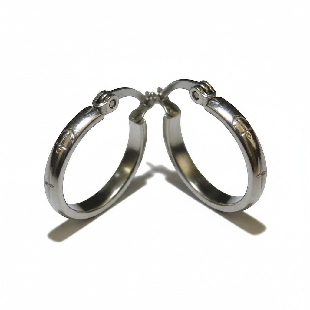 Oorringen – 20mm Creool Anker Motief RVS Zilverkleur Unisex - Aramat Jewels - Oorringen - cadeautip